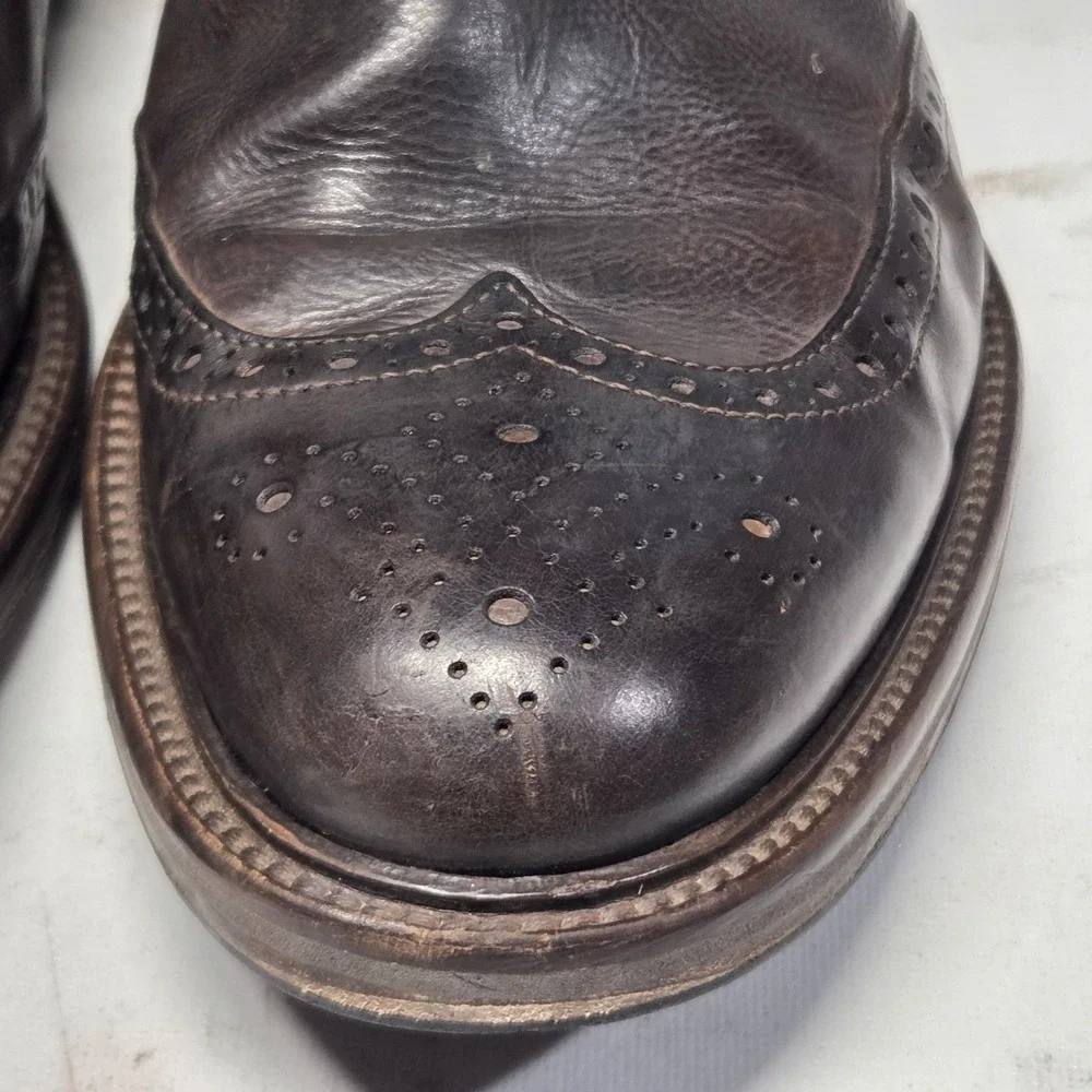 J&M Johnston & Murphy 1850 Collection Italy Brown Brogue Chelsea Side Zip Rare